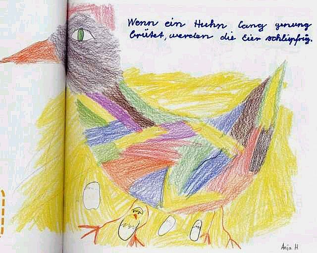 Wenn ein Huhn lange genug brütet, werden die Eier schlüpfrig